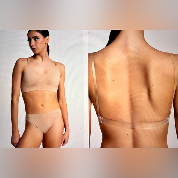 Capezio Women’s Seamless Clear Back Bra, Adjustable Straps, Overs & Unders, NWT - Picture 2 of 11